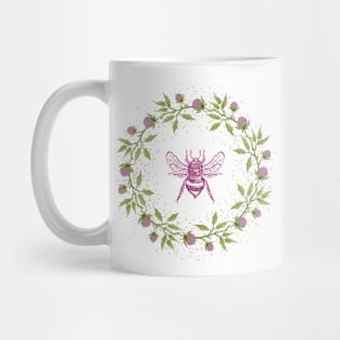 Wreath of honey clover flowers with bee Mug